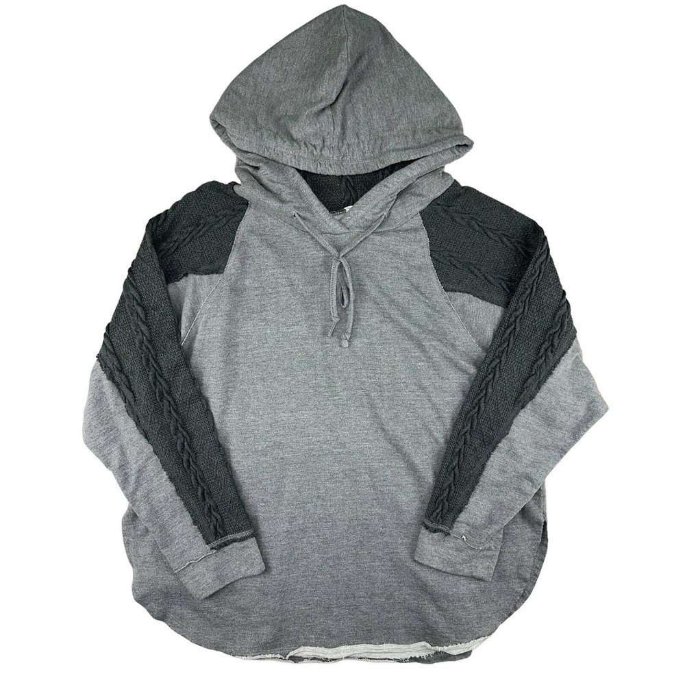 ODDY Sweatshirt Womens Size 1XL Grey Oversized Raw Hem Round Long Sleeve‎ Hooded
